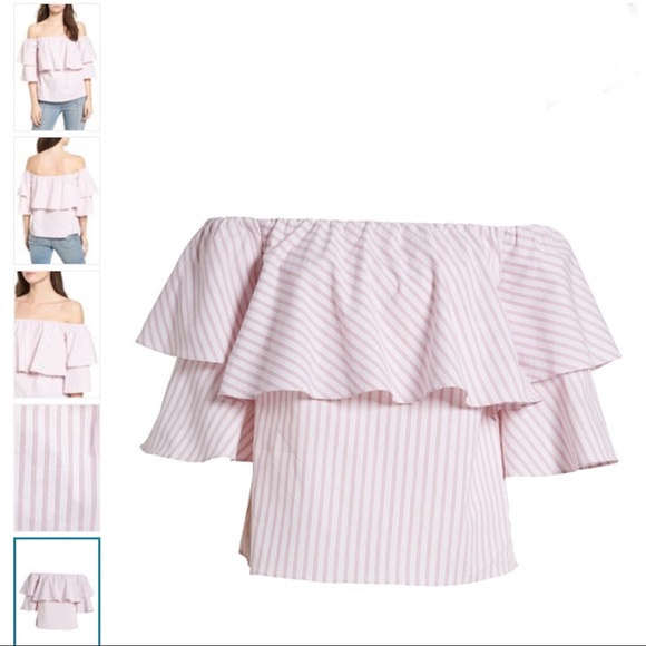 W.A.Y.F. Pink Off Shoulder Ruffle Top XL - Picture 2 of 3